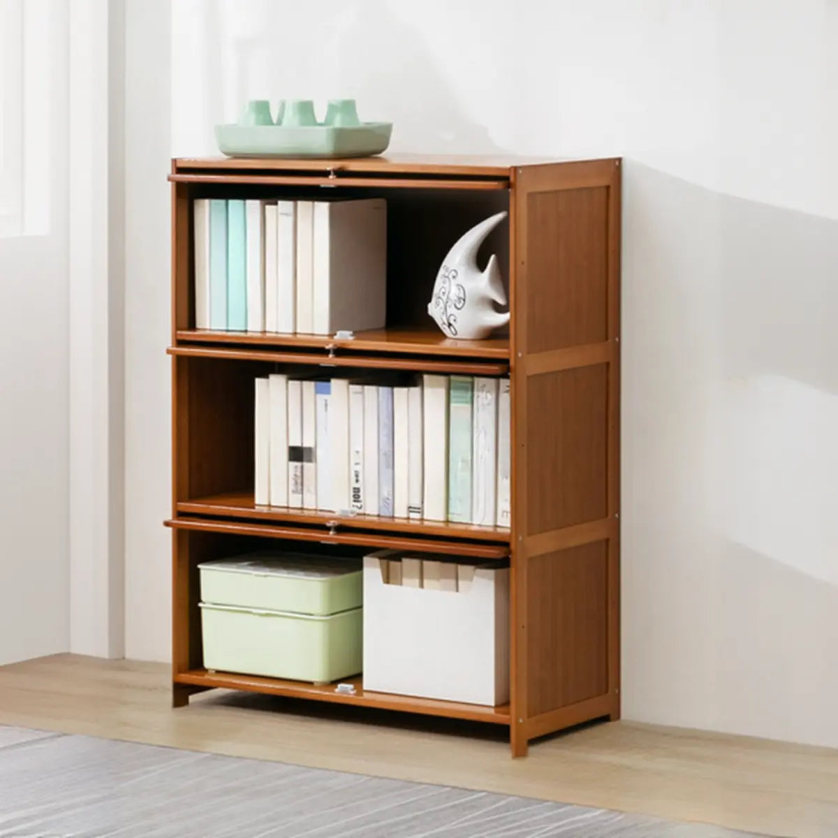 Vintage Cocoa Vertical Shelf Brown Storage Bookcase Image - 18
