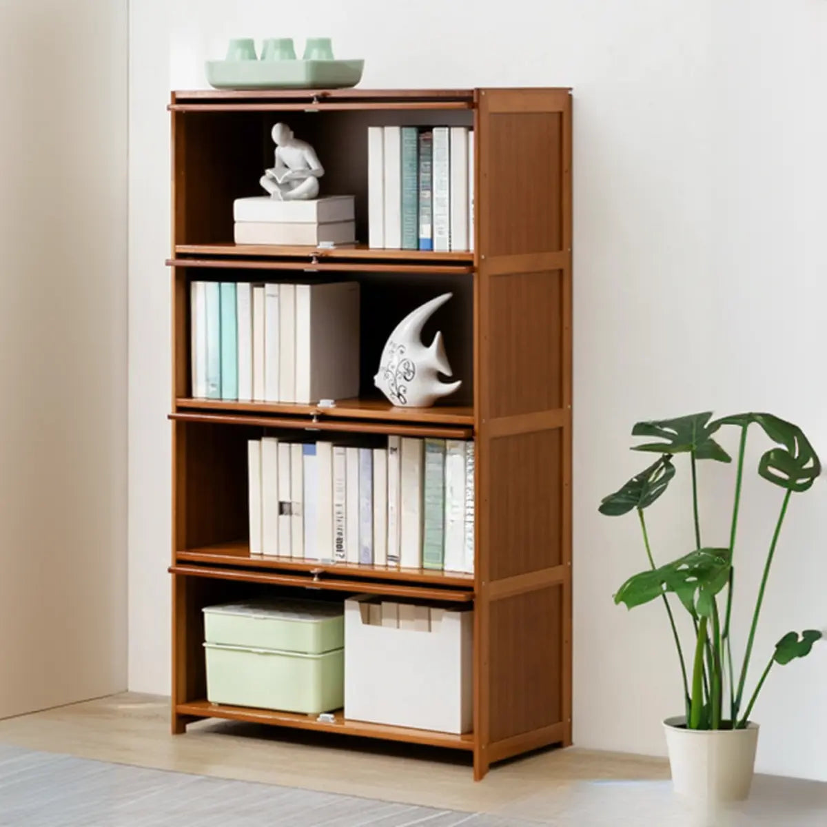 Vintage Cocoa Vertical Shelf Brown Storage Bookcase Image - 19