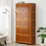 Vintage Cocoa Vertical Shelf Brown Storage Bookcase Image - 2