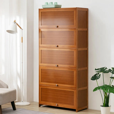 Vintage Cocoa Vertical Shelf Brown Storage Bookcase Image - 2