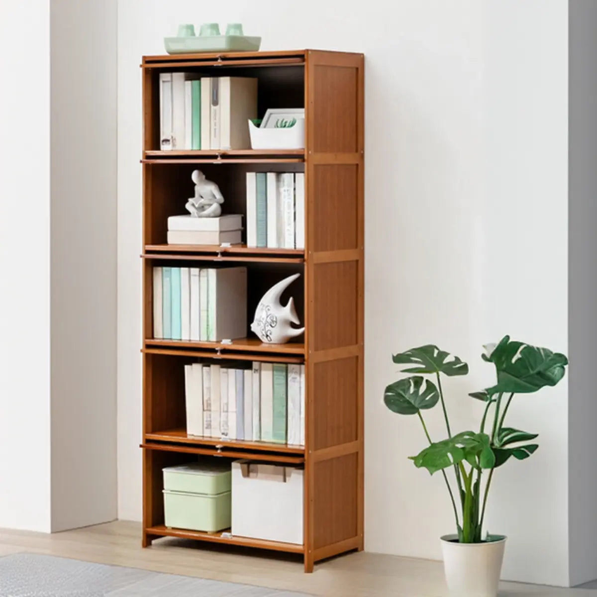 Vintage Cocoa Vertical Shelf Brown Storage Bookcase Image - 21