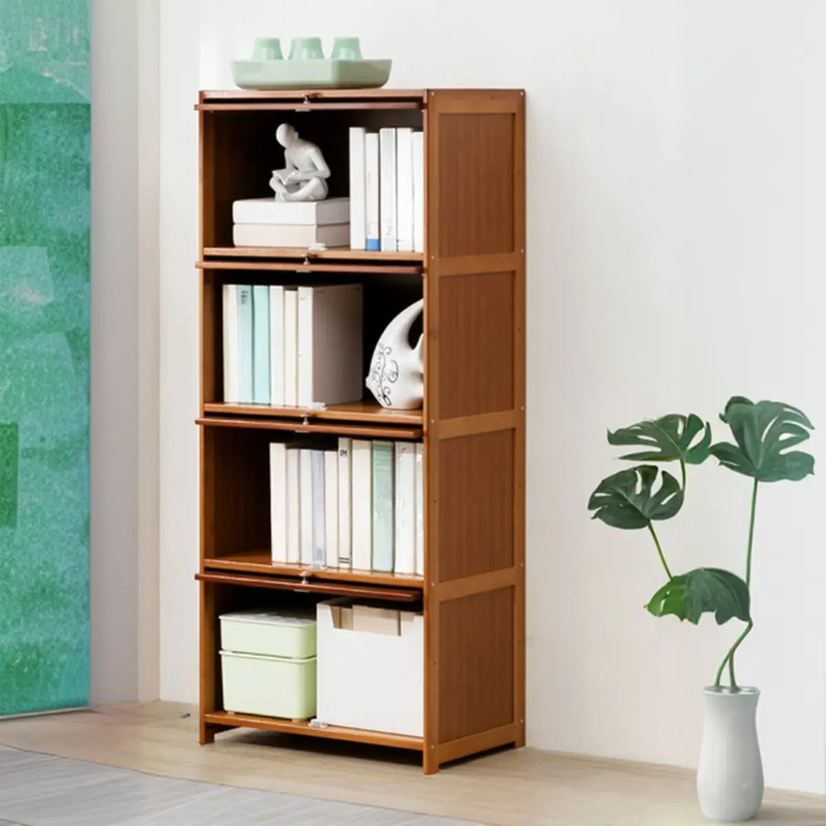 Vintage Cocoa Vertical Shelf Brown Storage Bookcase Image - 23