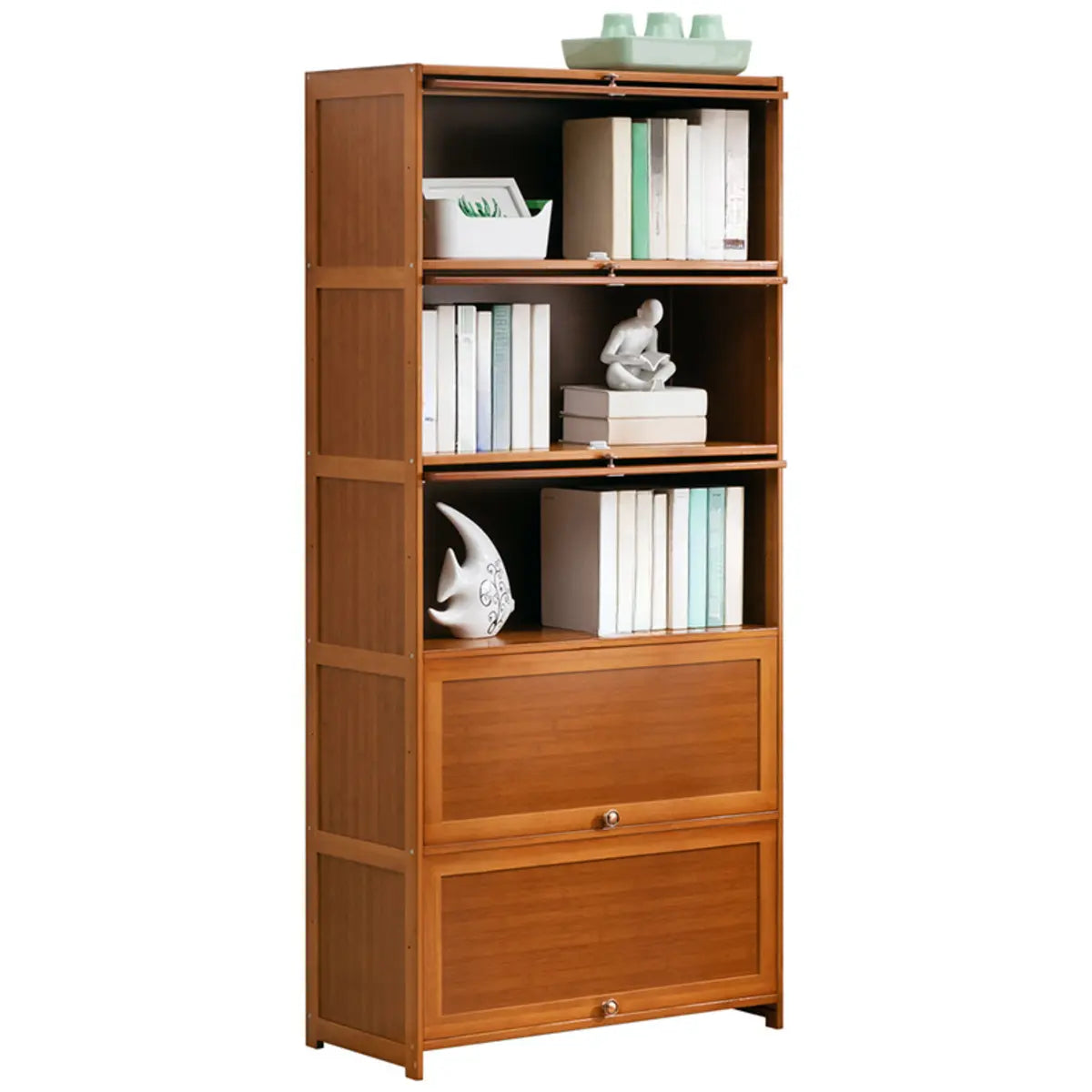 Vintage Cocoa Vertical Shelf Brown Storage Bookcase Image - 3