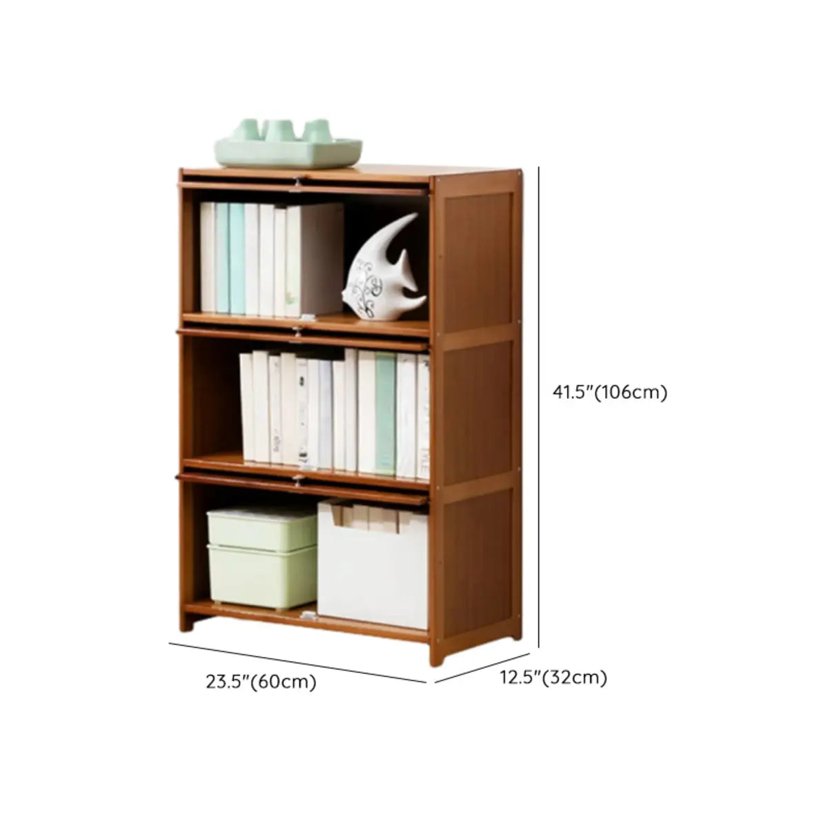 Vintage Cocoa Vertical Shelf Brown Storage Bookcase Image - 31