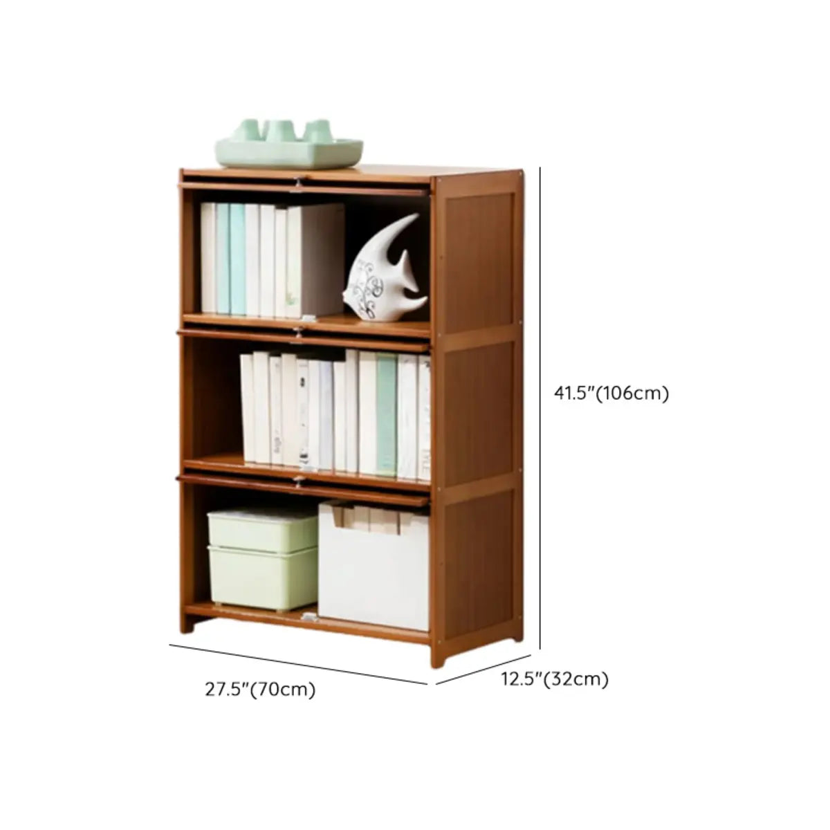 Vintage Cocoa Vertical Shelf Brown Storage Bookcase Image - 32