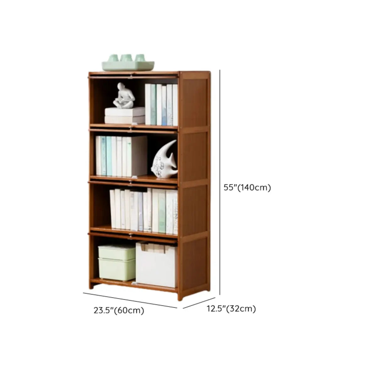 Vintage Cocoa Vertical Shelf Brown Storage Bookcase Image - 34