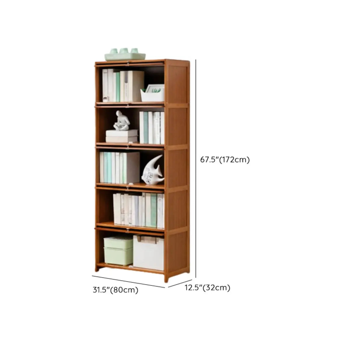 Vintage Cocoa Vertical Shelf Brown Storage Bookcase Image - 39