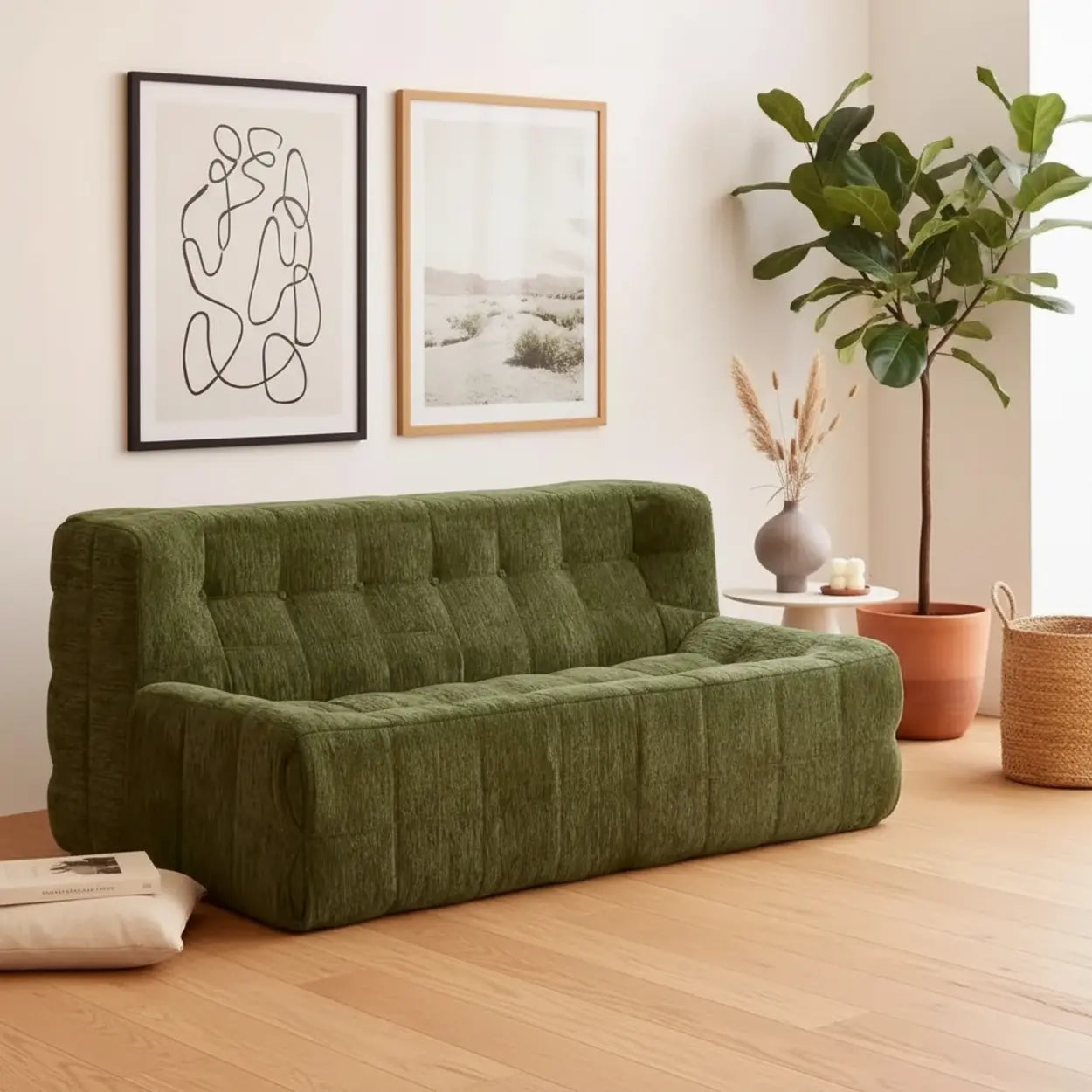 Vintage Compressed Sofa in a Box with Channel Quilting Image - 1