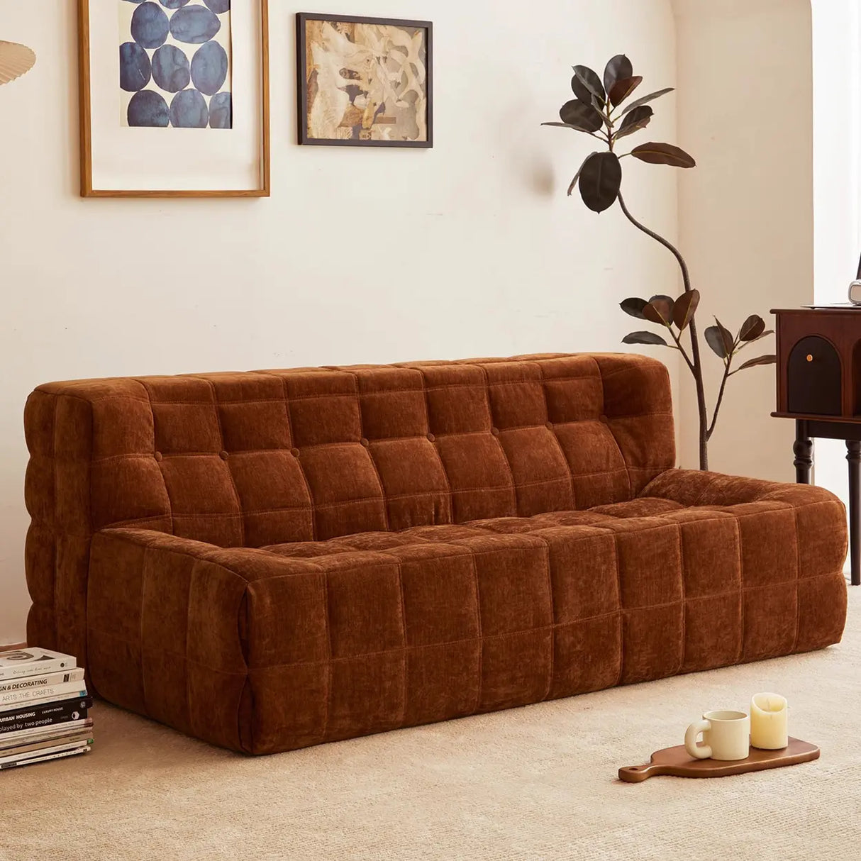 Vintage Compressed Sofa in a Box with Channel Quilting Image - 2