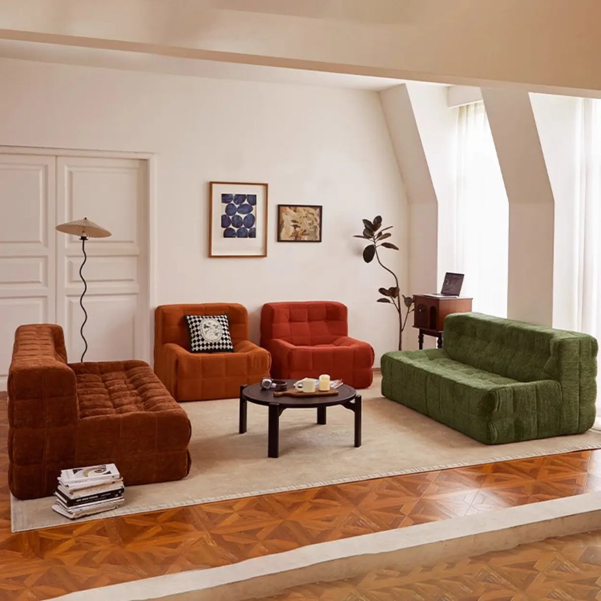 Vintage Compressed Sofa in a Box with Channel Quilting Image - 6