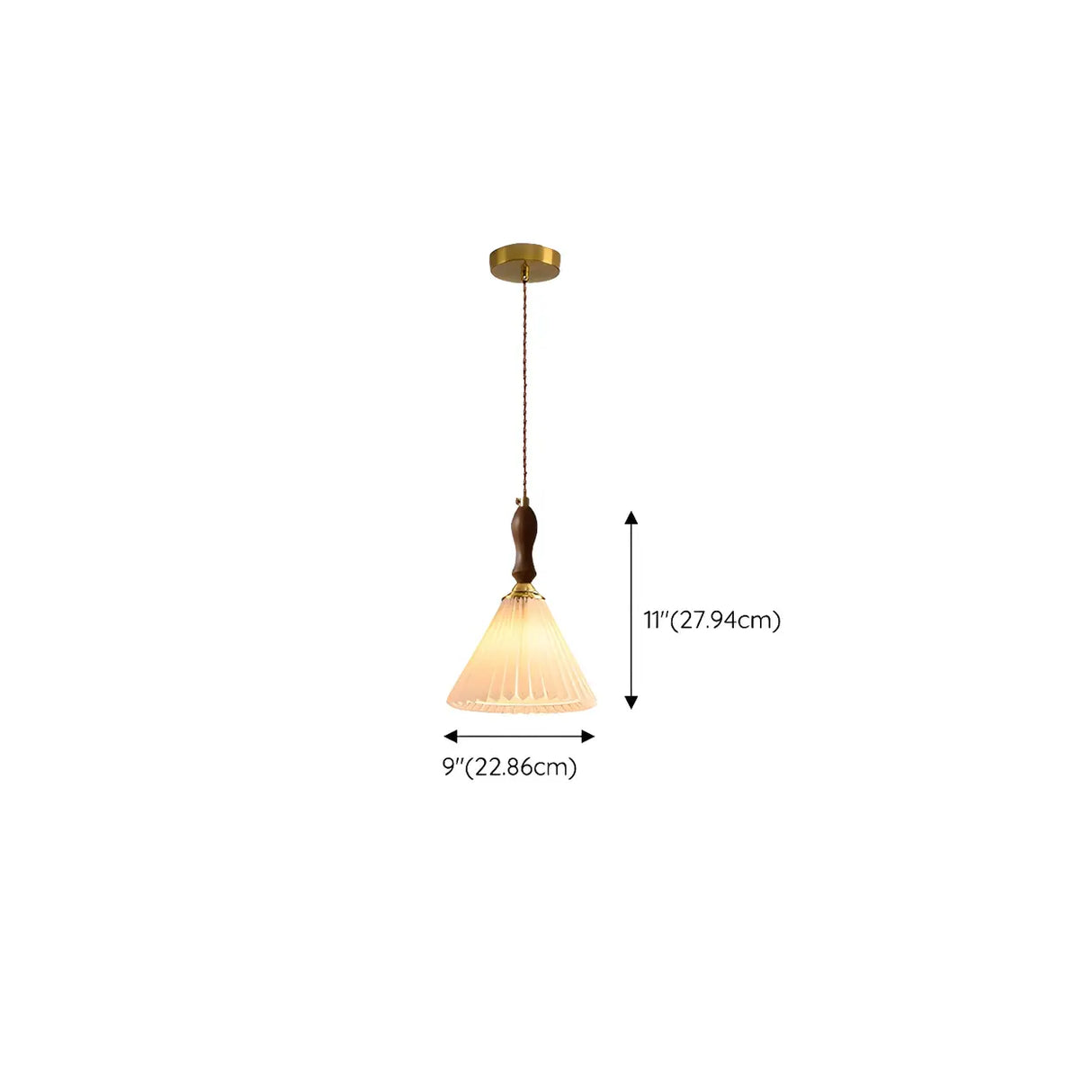 Vintage Cone Wood Pendant Light Dining Room Beige 