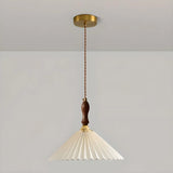 Vintage Cone Wood Pendant Light Dining Room Beige Image - 7