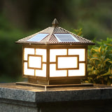 Vintage Copper Finish Solar Lantern Square Outdoor Lamp Image - 1