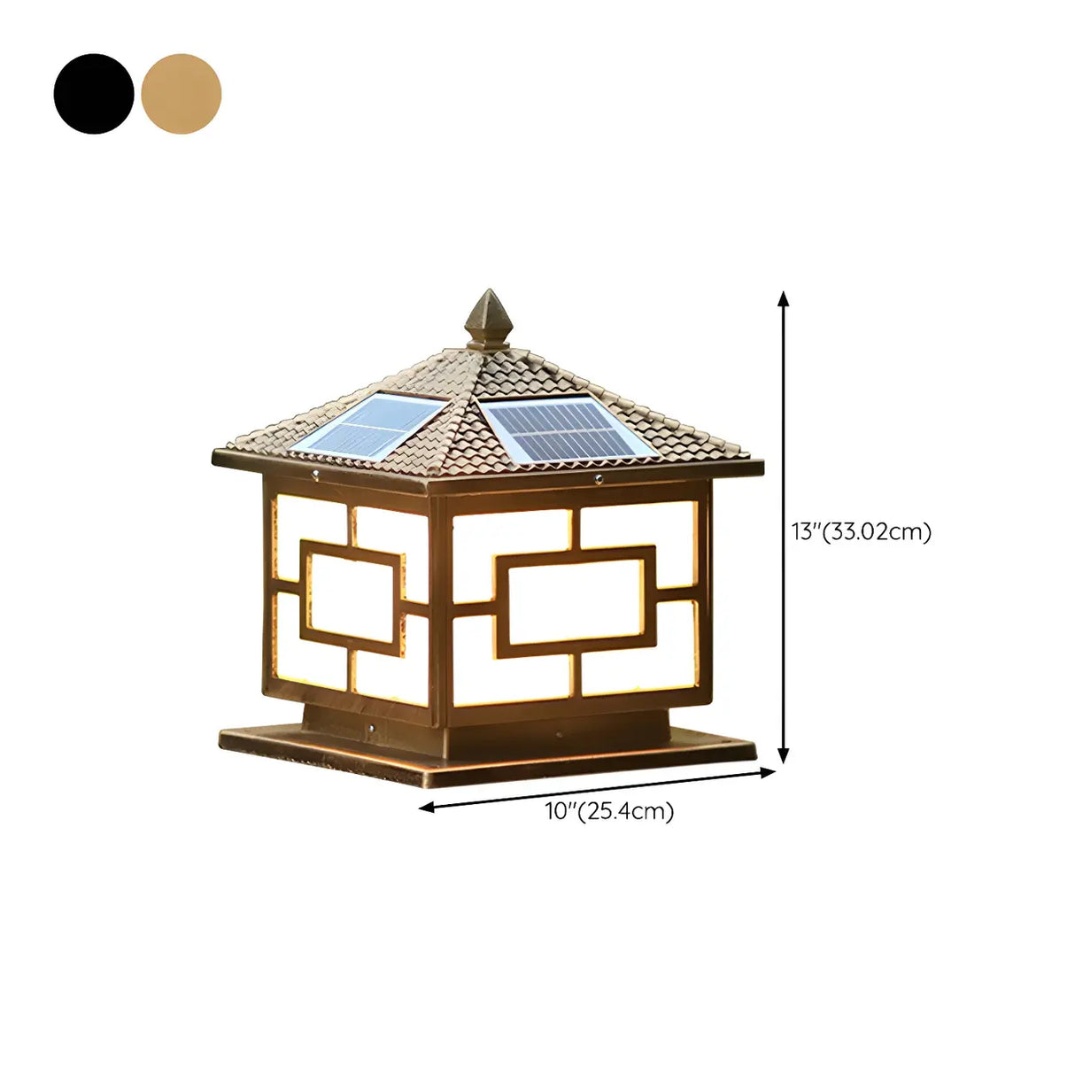 Vintage Copper Finish Solar Lantern Square Outdoor Lamp 