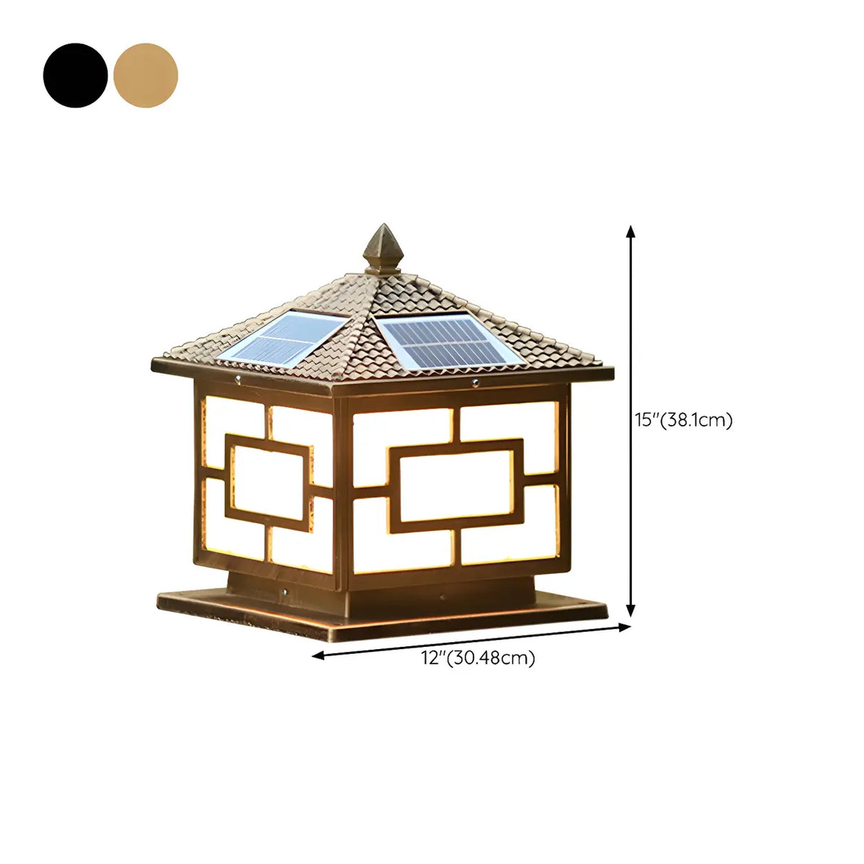 Vintage Copper Finish Solar Lantern Square Outdoor Lamp Image - 14