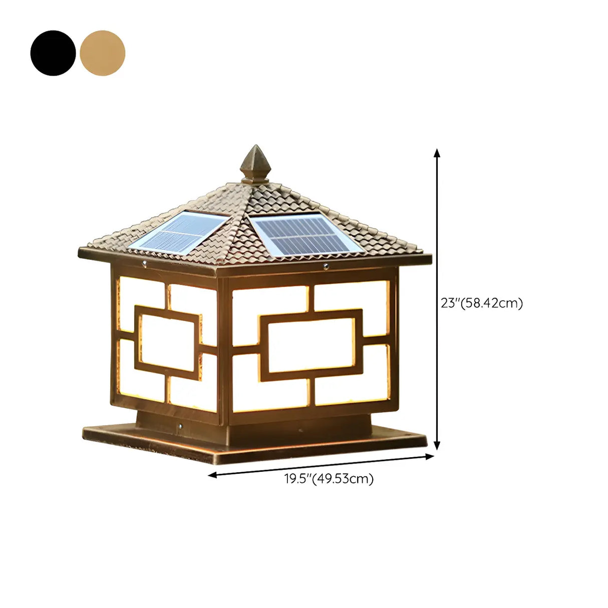 Vintage Copper Finish Solar Lantern Square Outdoor Lamp Image - 16