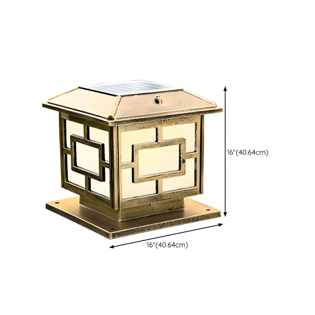 Vintage Copper Finish Solar Lantern Square Outdoor Lamp Image - 19
