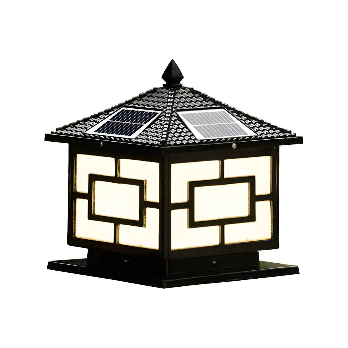 Vintage Copper Finish Solar Lantern Square Outdoor Lamp Image - 2