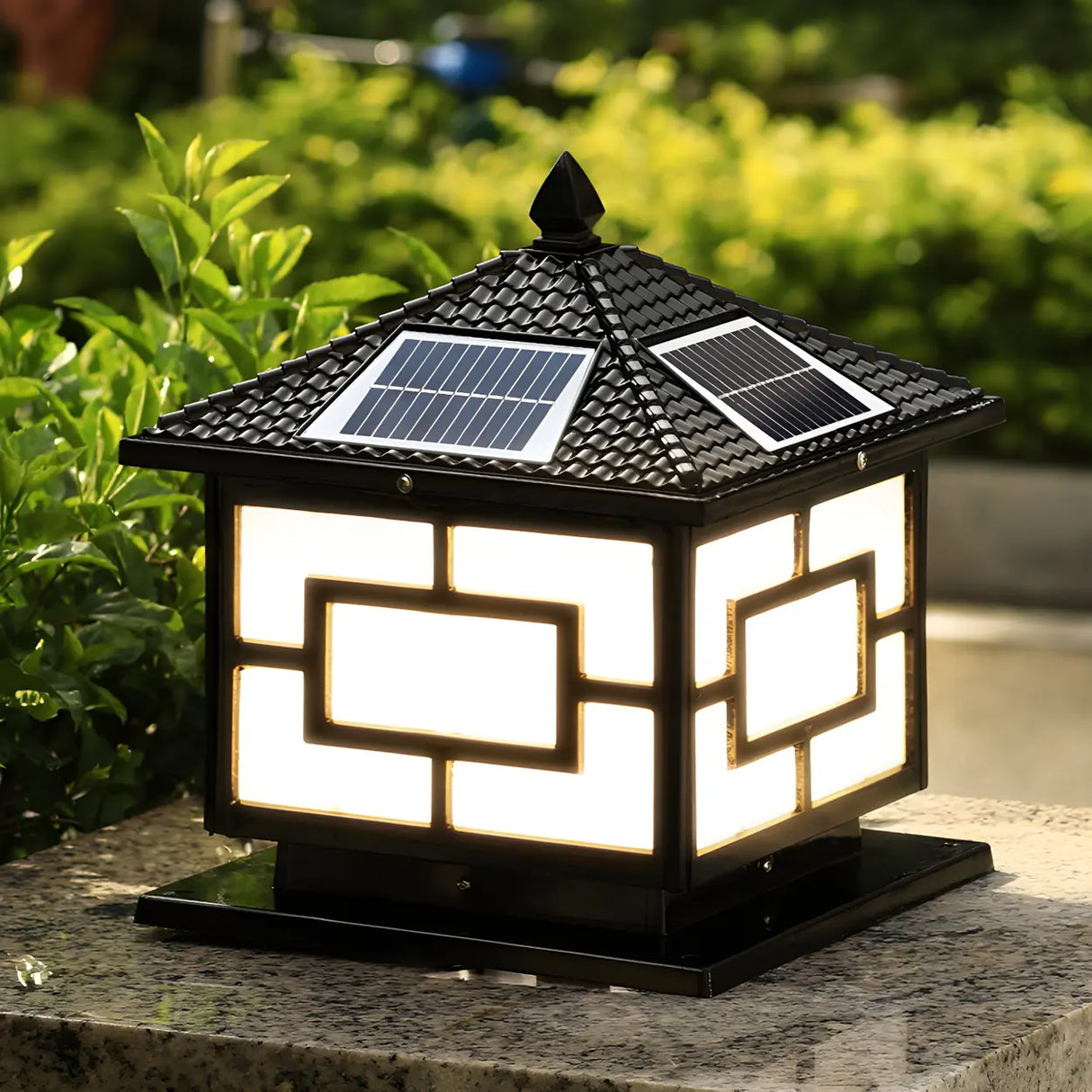 Vintage Copper Finish Solar Lantern Square Outdoor Lamp Image - 3