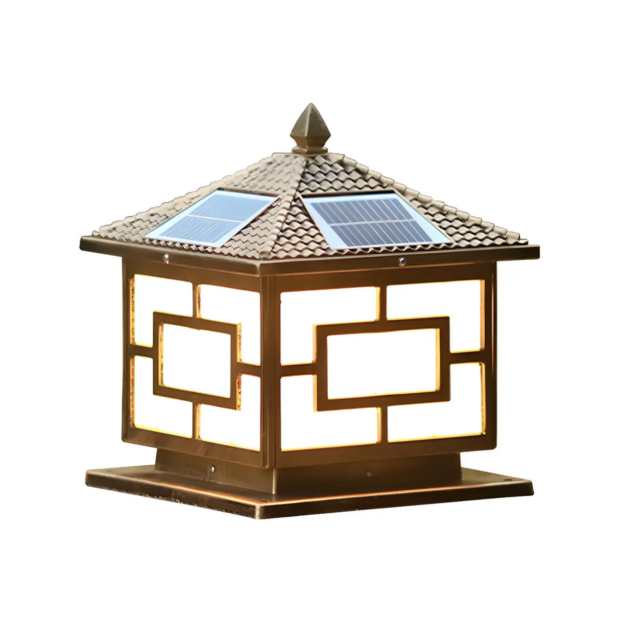 Vintage Copper Finish Solar Lantern Square Outdoor Lamp Image - 4