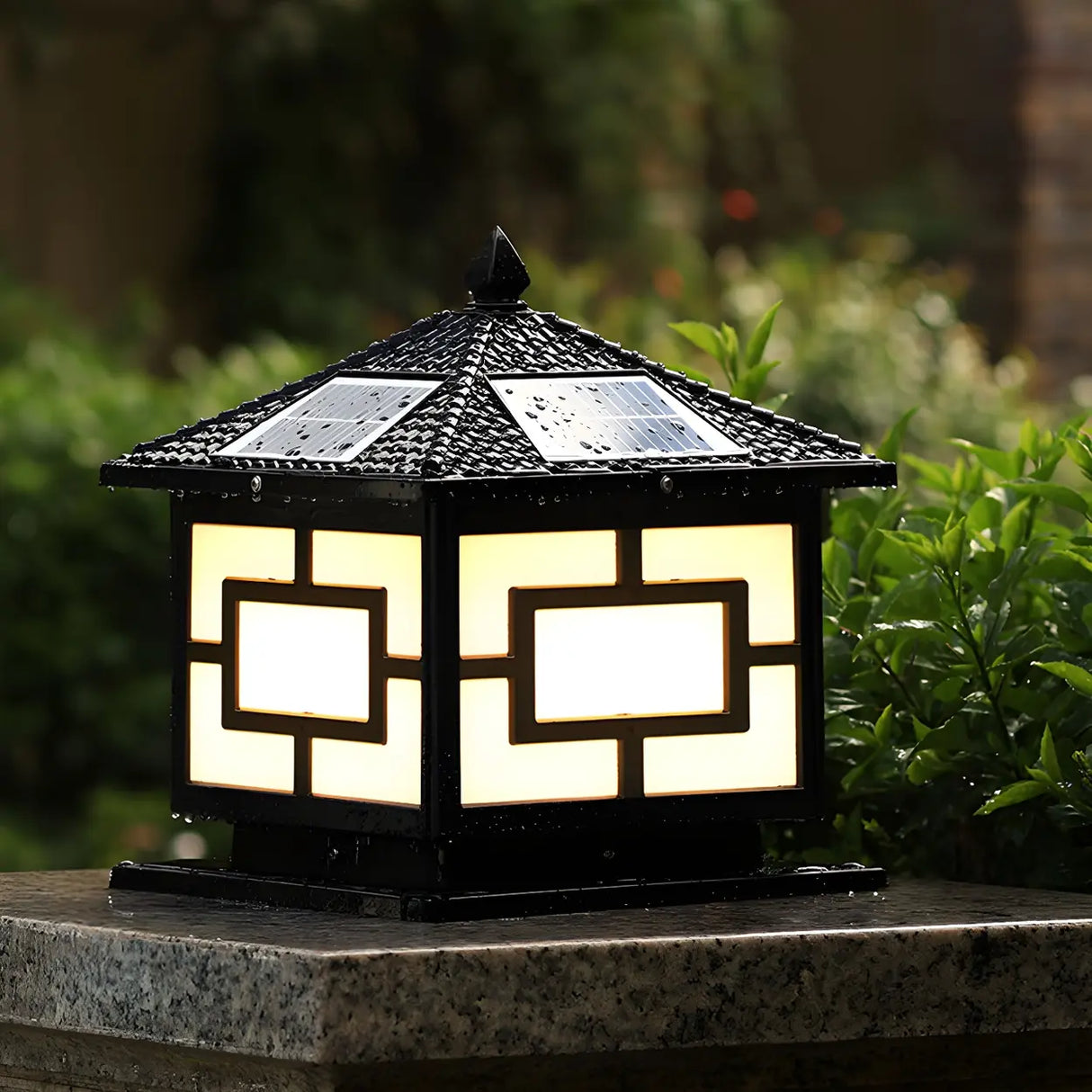 Vintage Copper Finish Solar Lantern Square Outdoor Lamp Image - 6