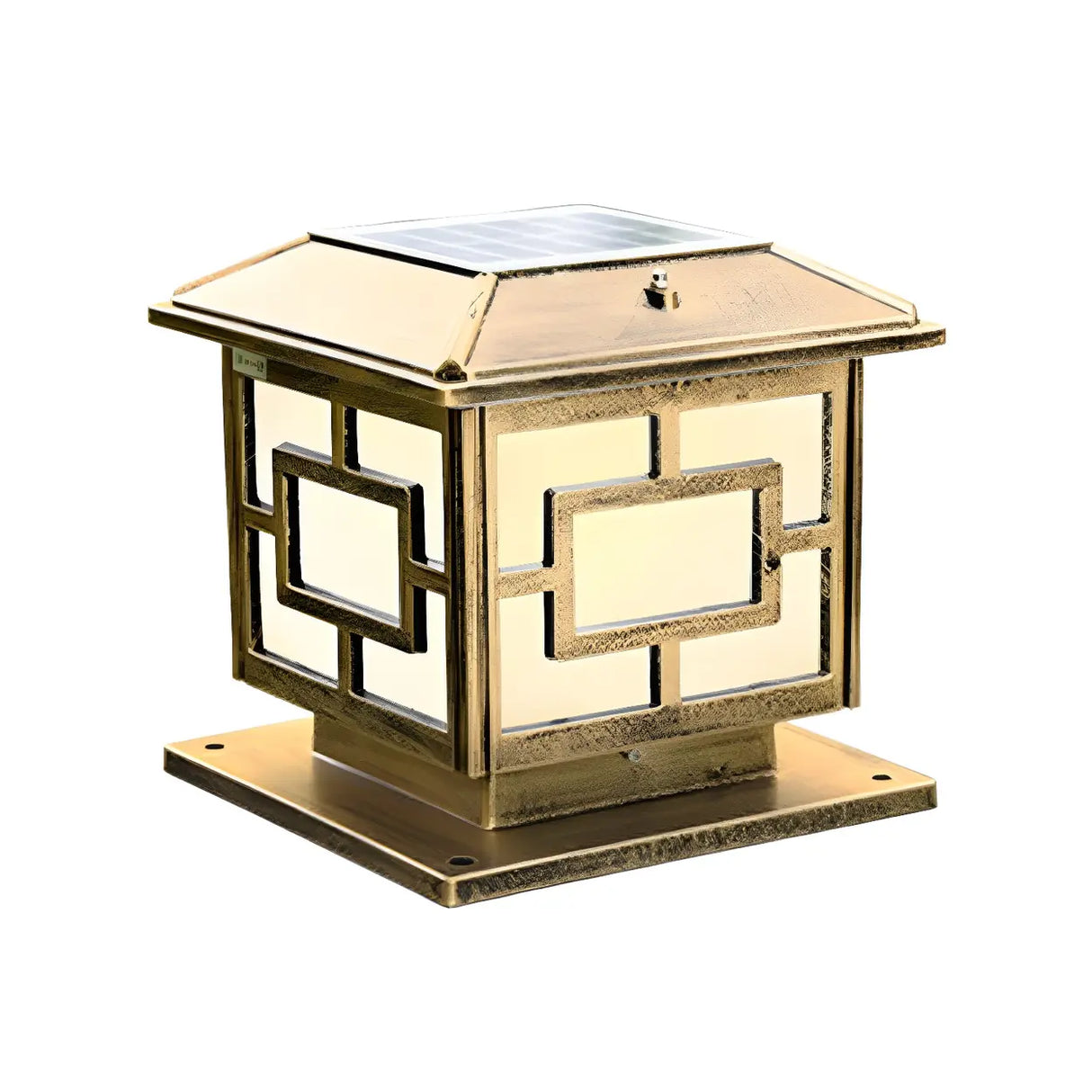 Vintage Copper Finish Solar Lantern Square Outdoor Lamp Image - 7