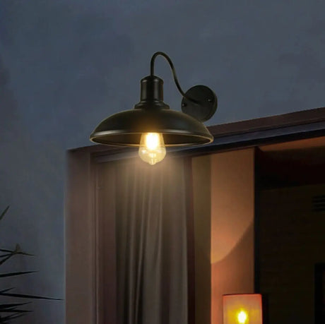 Vintage Curved and Dome Metal Exterior Wall Sconce Image - 1