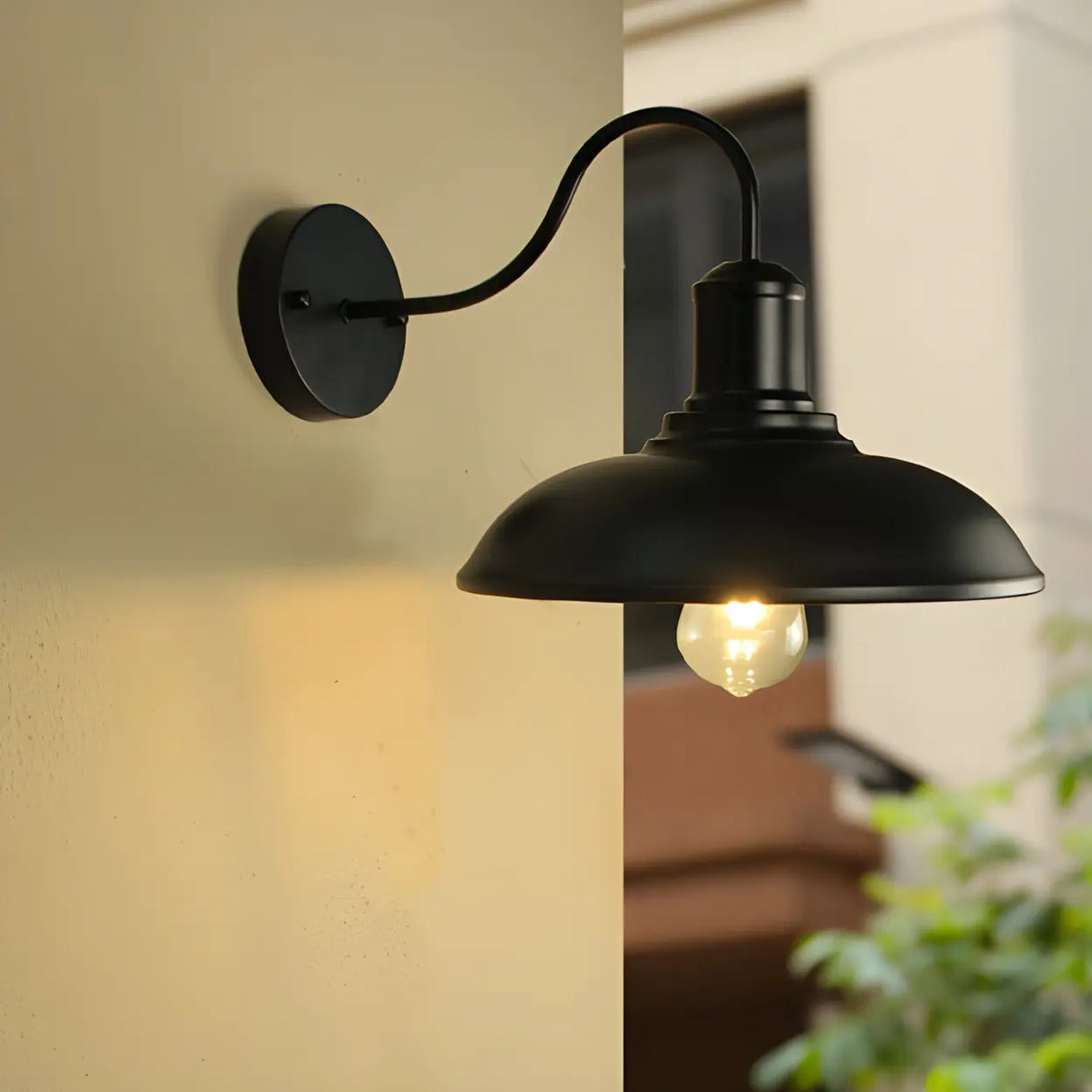 Vintage Curved and Dome Metal Exterior Wall Sconce Image - 11