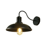 Vintage Curved and Dome Metal Exterior Wall Sconce Image - 12