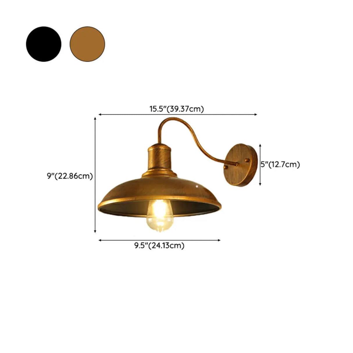 Vintage Curved and Dome Metal Exterior Wall Sconce 