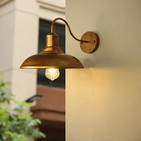 Vintage Curved and Dome Metal Exterior Wall Sconce Image - 2