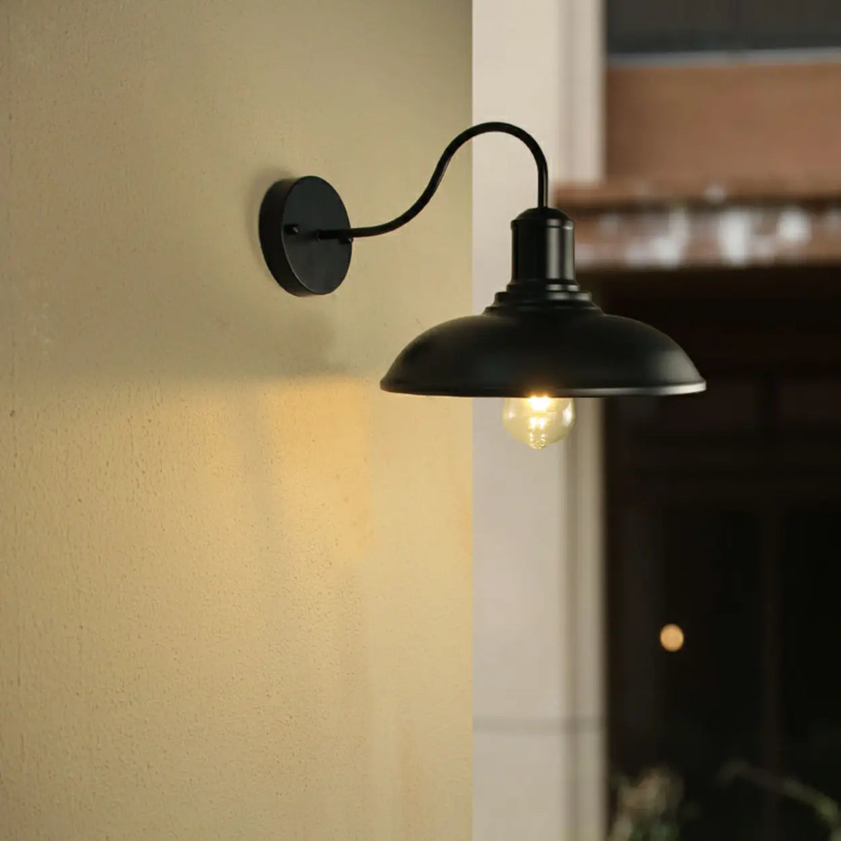 Vintage Curved and Dome Metal Exterior Wall Sconce Image - 3