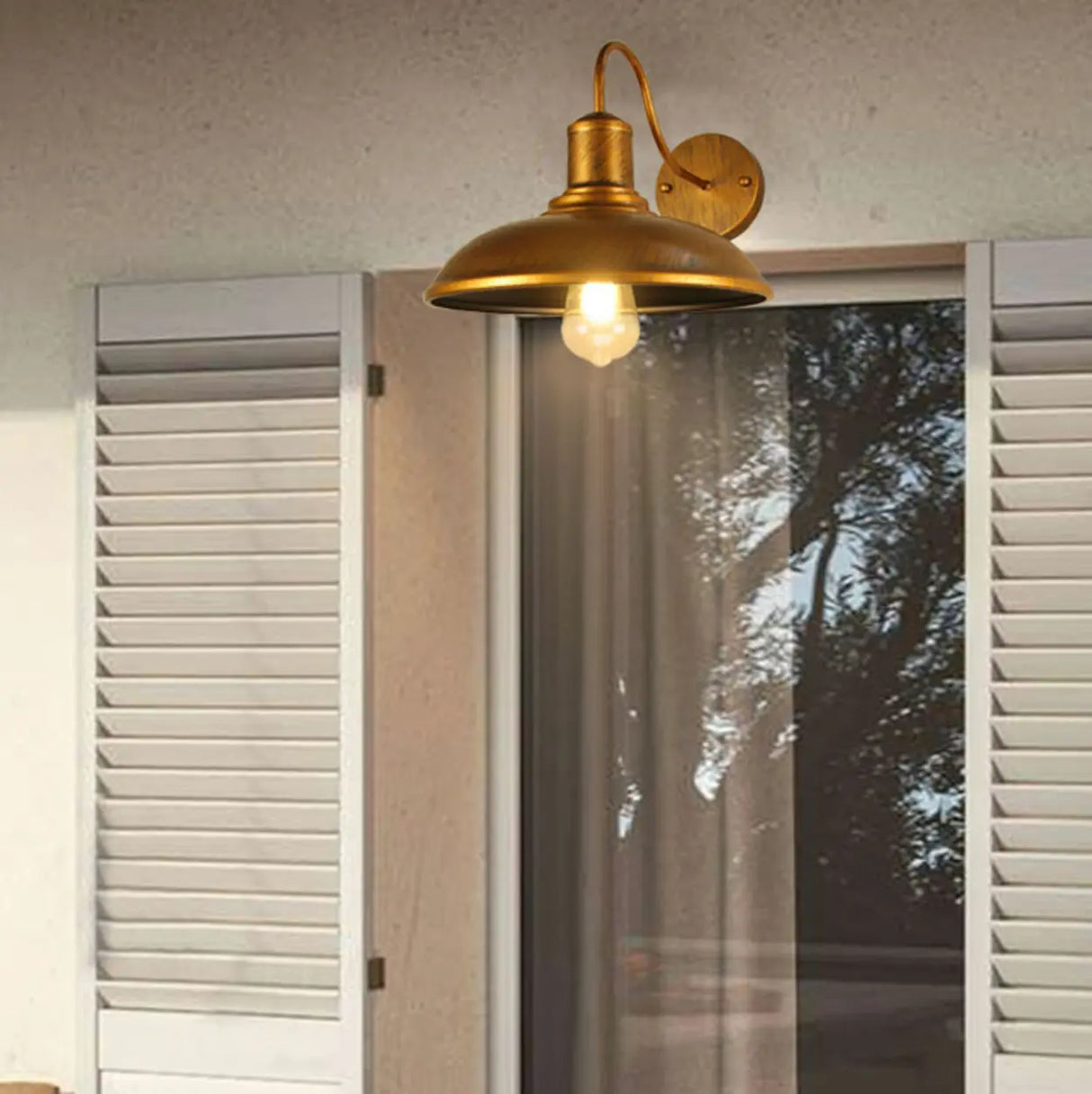 Vintage Curved and Dome Metal Exterior Wall Sconce Image - 4