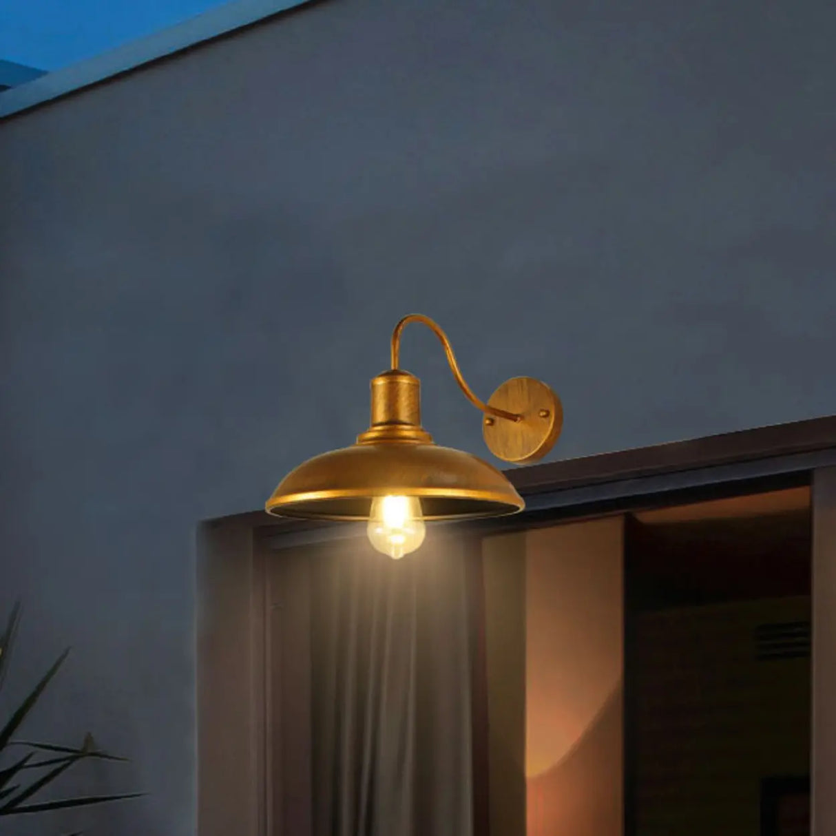 Vintage Curved and Dome Metal Exterior Wall Sconce Image - 9
