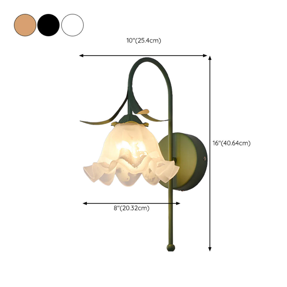 Vintage Design Green Floral Wall Sconce 