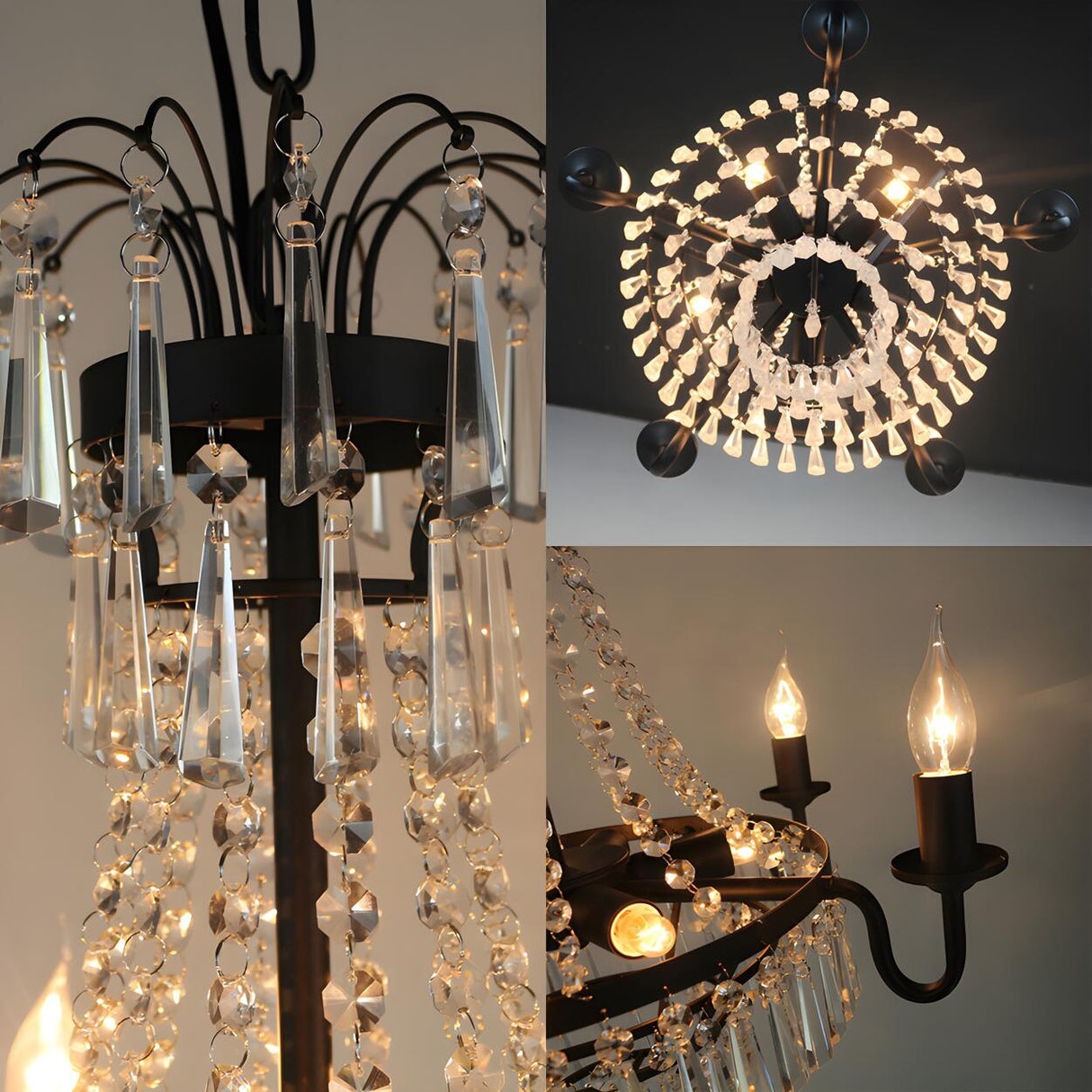Vintage Dining Room Tiered Crystal Empire Candle Chandelier Image - 4