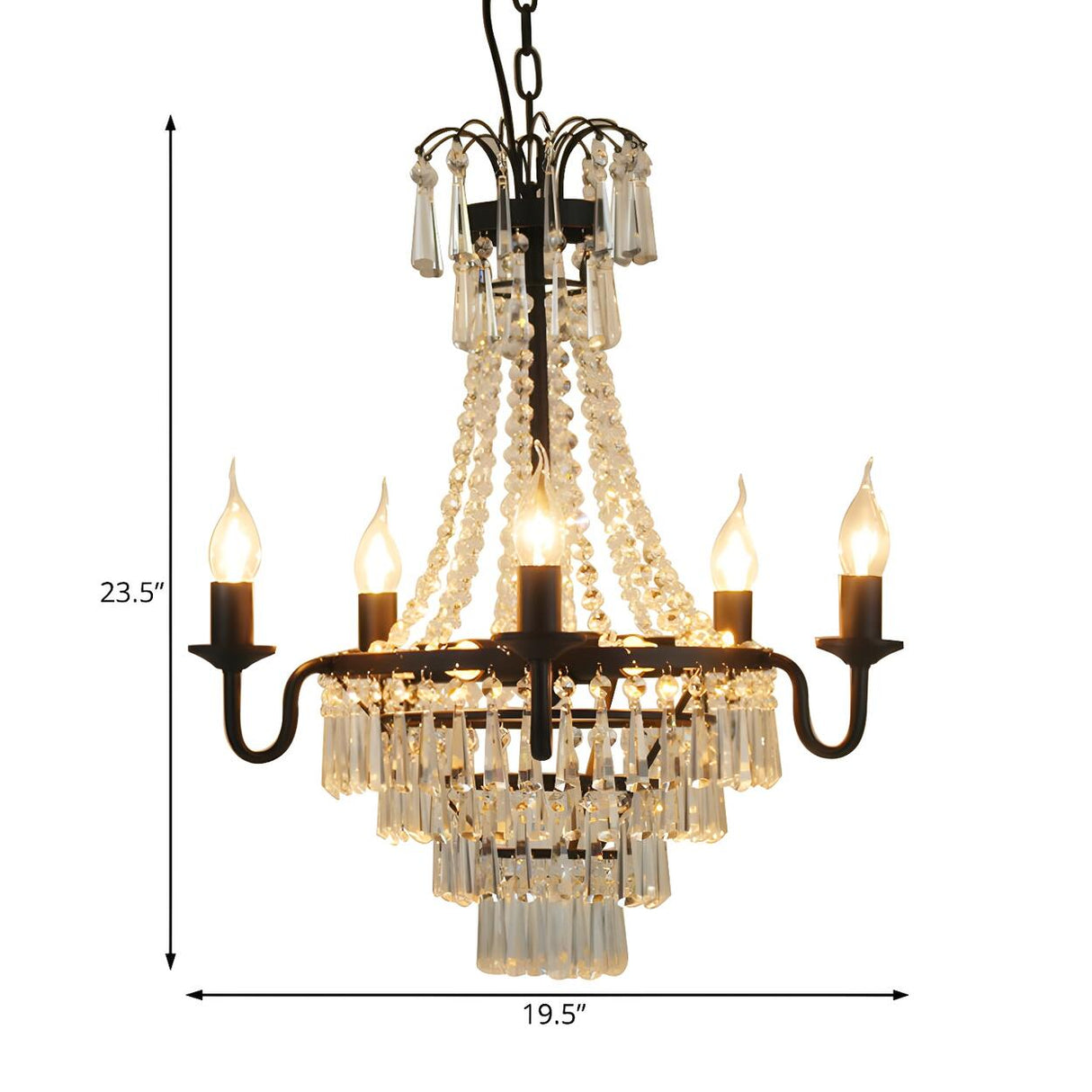 Vintage Dining Room Tiered Crystal Empire Candle Chandelier 