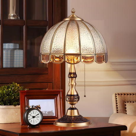 Vintage Dome Glass Geometric Brass Decor Table Lamp Image - 1