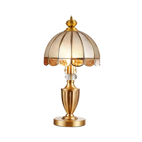 Vintage Dome Glass Geometric Brass Decor Table Lamp Image - 2