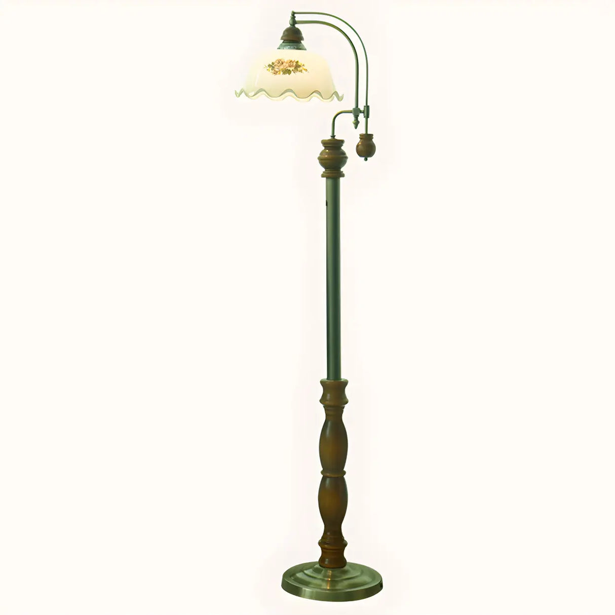 Vintage Dome Glass Shade Blue Metal LED Floor Lamp Image - 2