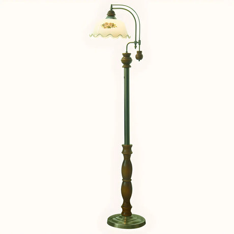 Vintage Dome Glass Shade Blue Metal LED Floor Lamp Image - 2