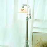 Vintage Dome Glass Shade Blue Metal LED Floor Lamp Image - 4