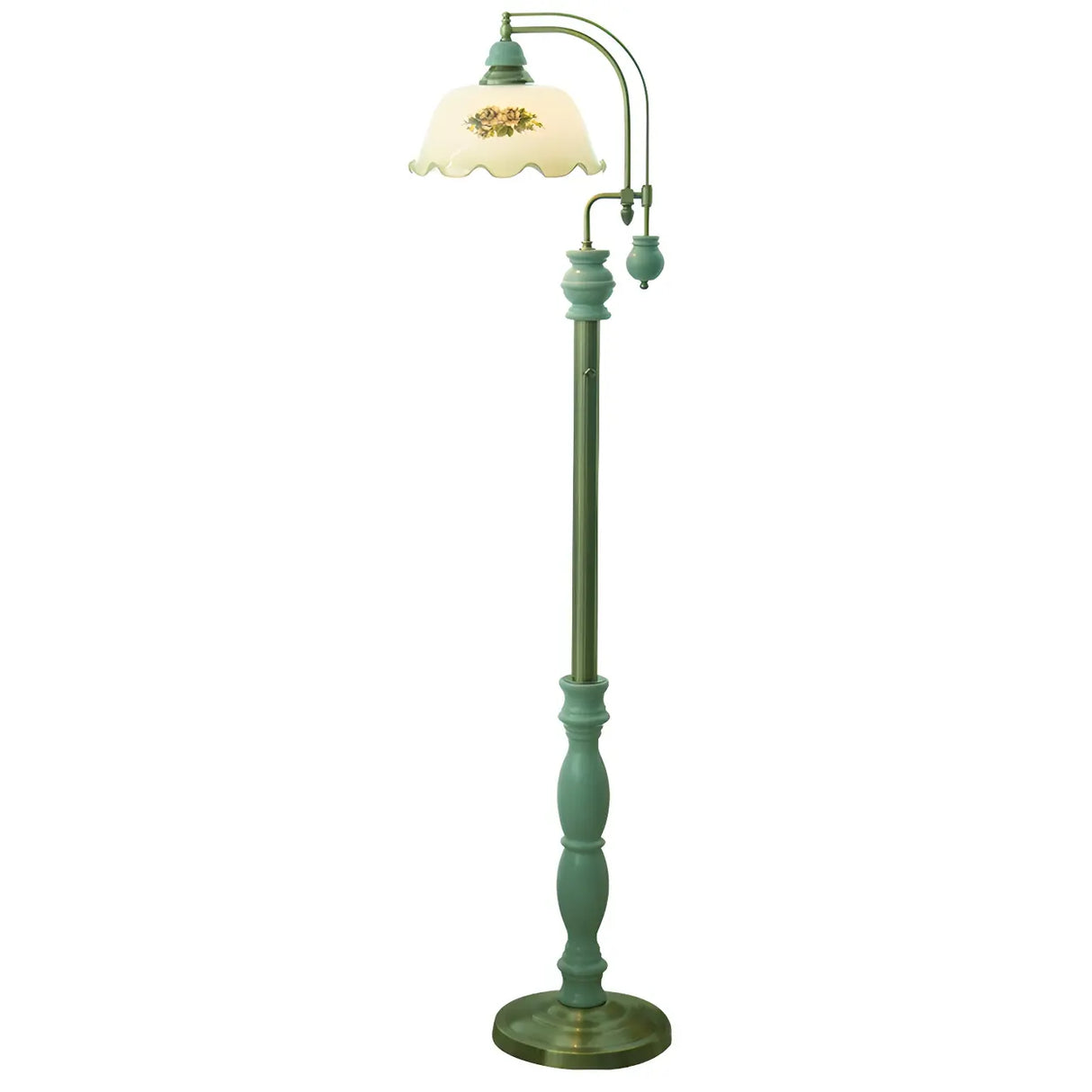 Vintage Dome Glass Shade Blue Metal LED Floor Lamp Image - 6