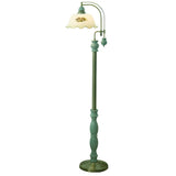 Vintage Dome Glass Shade Blue Metal LED Floor Lamp Image - 6