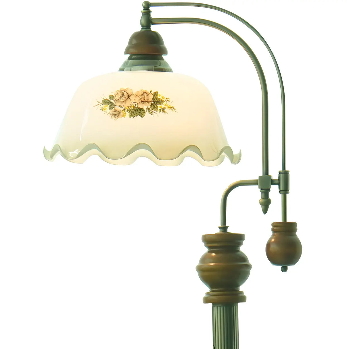 Vintage Dome Glass Shade Blue Metal LED Floor Lamp Image - 7