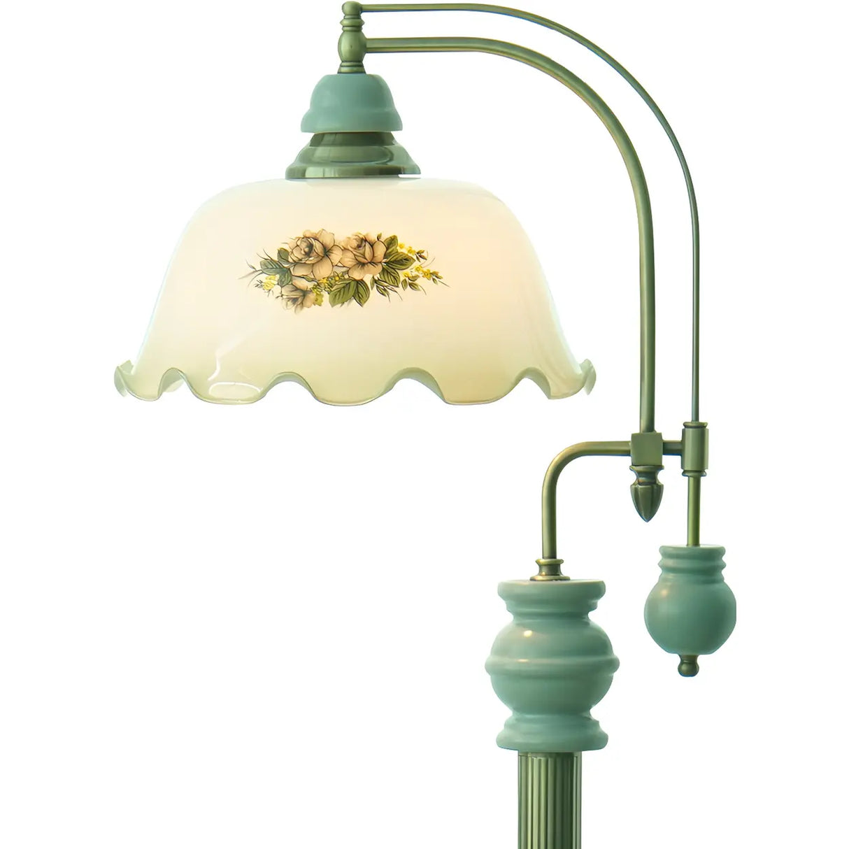 Vintage Dome Glass Shade Blue Metal LED Floor Lamp Image - 8