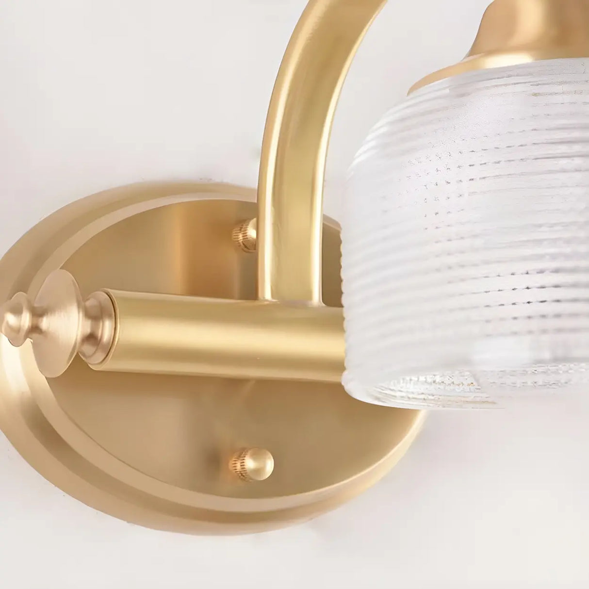 Vintage Dome Glass Shade Gold Metal LED Vanity Light Image - 10