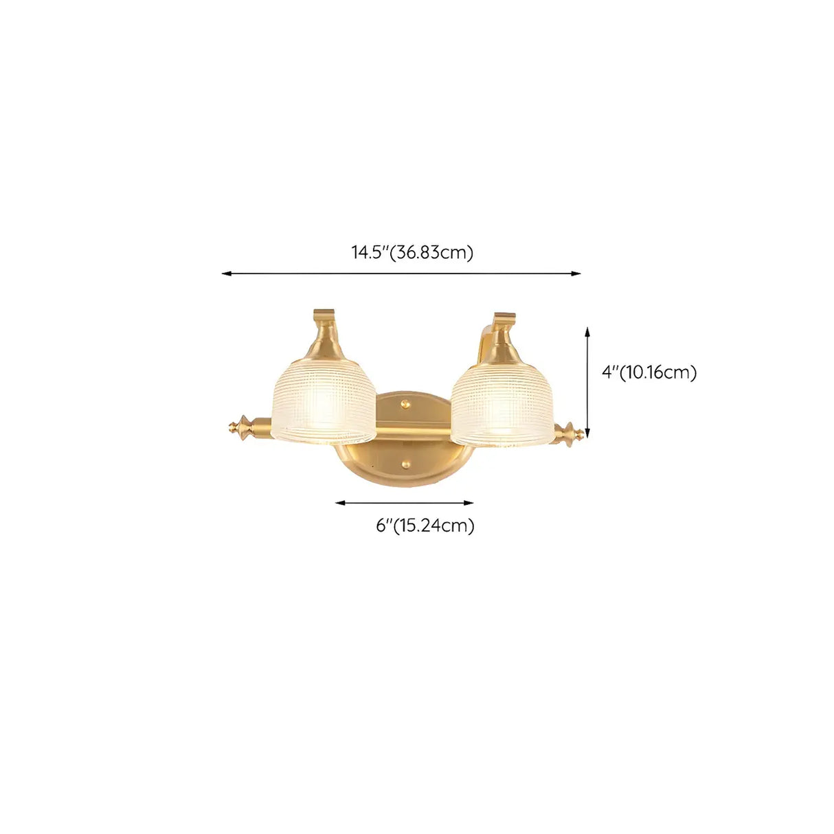 Vintage Dome Glass Shade Gold Metal LED Vanity Light Image - 12