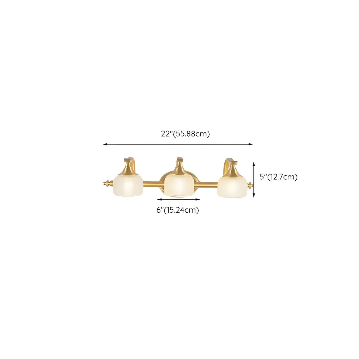 Vintage Dome Glass Shade Gold Metal LED Vanity Light Image - 13