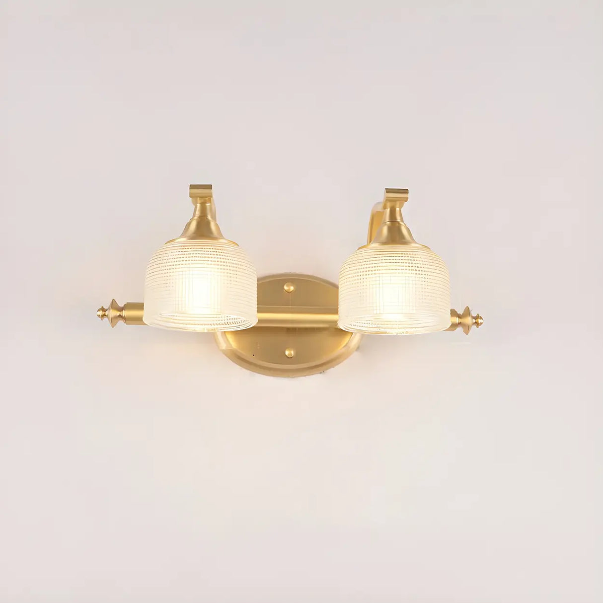 Vintage Dome Glass Shade Gold Metal LED Vanity Light Image - 3